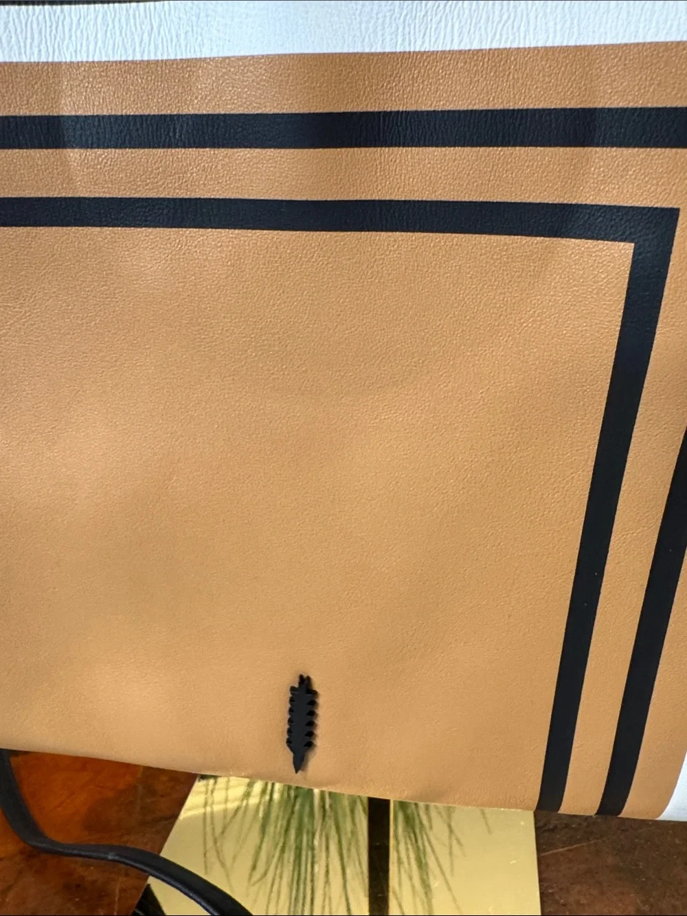 Thacker New York Tan and Black Stripe Crossbody Bag Clutch